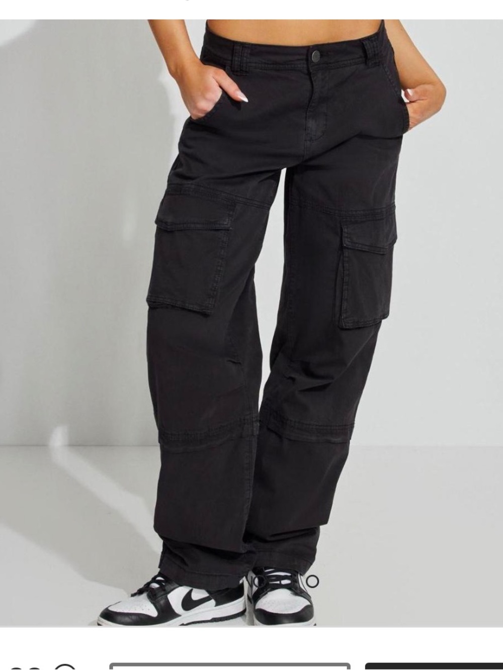 Garage Black Wide-Leg Cargo Pants for Women